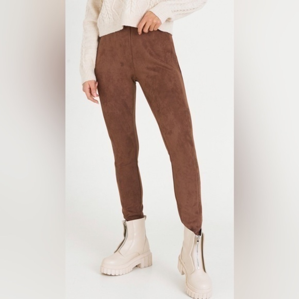 Max Studio Faux Suede Browm Leggings size XS